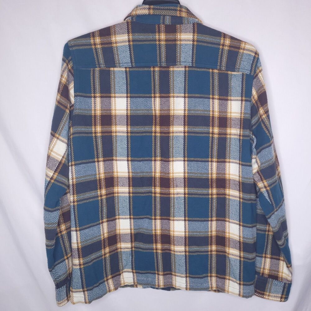 Outerknown Blanket Shirt Mens Large Plaid Green, Burgundy Heavyweight Organic - Picture 6 of 12